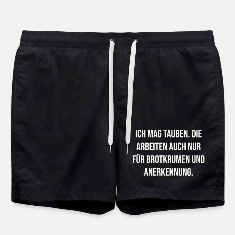 Tauben Spruch Brotkrumen Anerkennung - Badeshorts - Schwarz