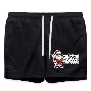 Gangsta Wrapper Santa Weihnachtsdesign - Badeshorts - Schwarz - Vorne - AI Model Male 185 light (185cm)