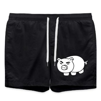 Piggy – Funny Farm Cartoon - Swim Trunks - black - Front - AI Model Male 185 light (185cm)