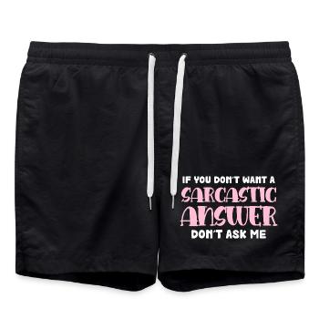 Sarcastic Response Saying - Swim Trunks - black - Front - AI Model Male 185 light (185cm)