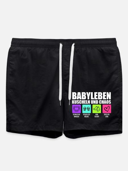 Werdende Mutter BABYLEBEN KUSCHELN UND CHAOS - Badeshorts - Schwarz