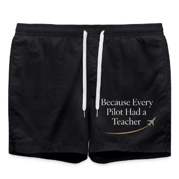 Flight Instructor Cfi Pilot Aviation Instructor - Swim Trunks - black - Front - AI Model Male 185 light (185cm)