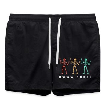 Armbruch Halloween Skelett Knochen Knochenbruch - Badeshorts - Schwarz - Vorne - AI Model Male 185 light (185cm)