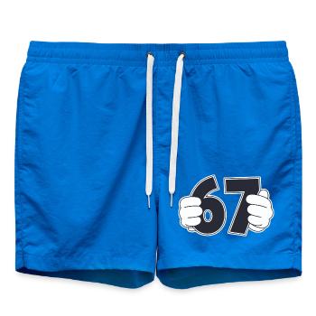 Minimalist Fun Number 67 Graphic Design - Swim Trunks - cobalt blue - Front
