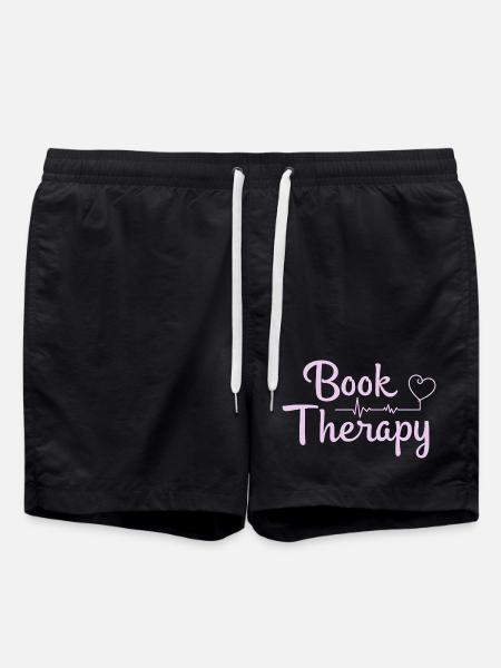 Book Therapy Reading Books Saying - Swim Trunks - black