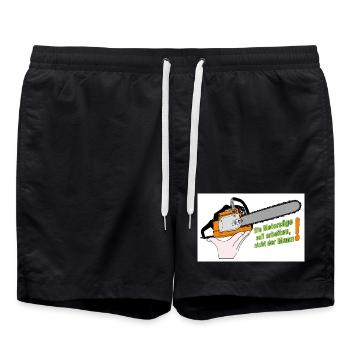 Chainsaw saying work of the saw - Swim Trunks - black - Front - AI Model Male 185 light (185cm)