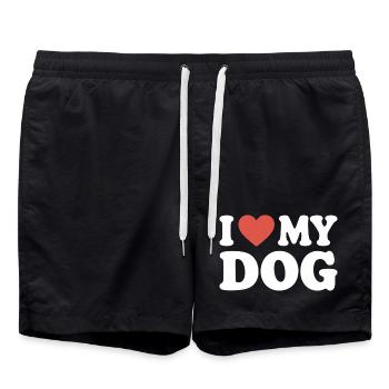 I love my dog Hundeliebe - Badeshorts - Schwarz - Vorne - AI Model Male 185 light (185cm)