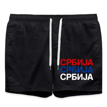 Serbia Flag Serbien - Badeshorts - Schwarz - Vorne - AI Model Male 185 light (185cm)