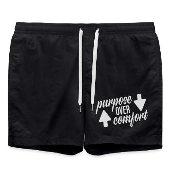 Purpose Over Comfort Motivation Mindset Growth - Swim Trunks - black - Front - AI Model Male 185 light (185cm)