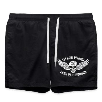 Ride Combustion Engine – Biker Skull Statement - Swim Trunks - black - Front - AI Model Male 185 light (185cm)