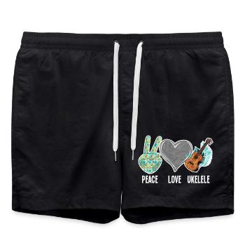 Hawaiian Ukulele Uke Peace Love - Badeshorts - Schwarz - Vorne - AI Model Male 185 light (185cm)