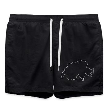 Schweiz Land Kontur - Badeshorts - Schwarz - Vorne - AI Model Male 185 light (185cm)