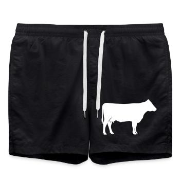 Cow Silhouette Farm Clean Vector - Swim Trunks - black - Front - AI Model Male 185 light (185cm)