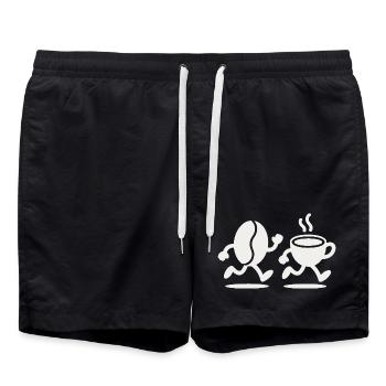 Caffeine Sprint: Bean & Cup Run - Swim Trunks - black - Front - AI Model Male 185 light (185cm)