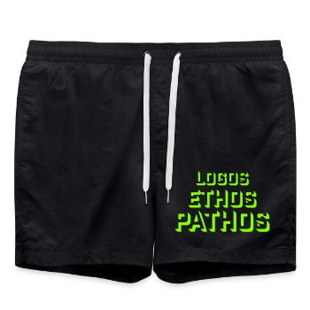 Logos Ethos Pathos Rhétorique Étudiant en Philosophie - Short de bain - noir - Devant - AI Model Male 185 light (185cm)