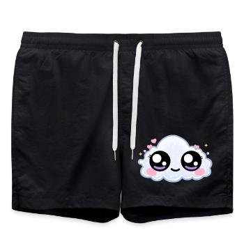 Cloud Eyes Kawaii – Sanfte, verträumte Augen - Badeshorts - Schwarz - Vorne - AI Model Male 185 light (185cm)