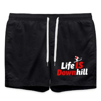 Life is Downhill Skifahren Wintersport Berge - Badeshorts - Schwarz - Vorne - AI Model Male 185 light (185cm)