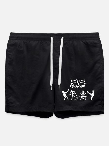 Rock and Roll Band Sketch - Swim Trunks - black