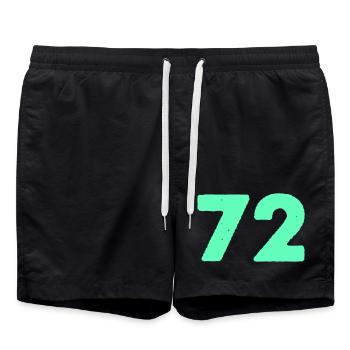 Neon Zahl 72 Mint Grafik - Badeshorts - Schwarz - Vorne - AI Model Male 185 light (185cm)