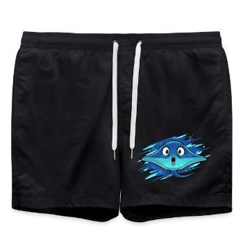 Kawaii Manta Smile Blue - Swim Trunks - black - Front - AI Model Male 185 light (185cm)