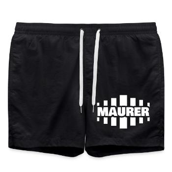 Job Bricklayer - Swim Trunks - black - Front - AI Model Male 185 light (185cm)