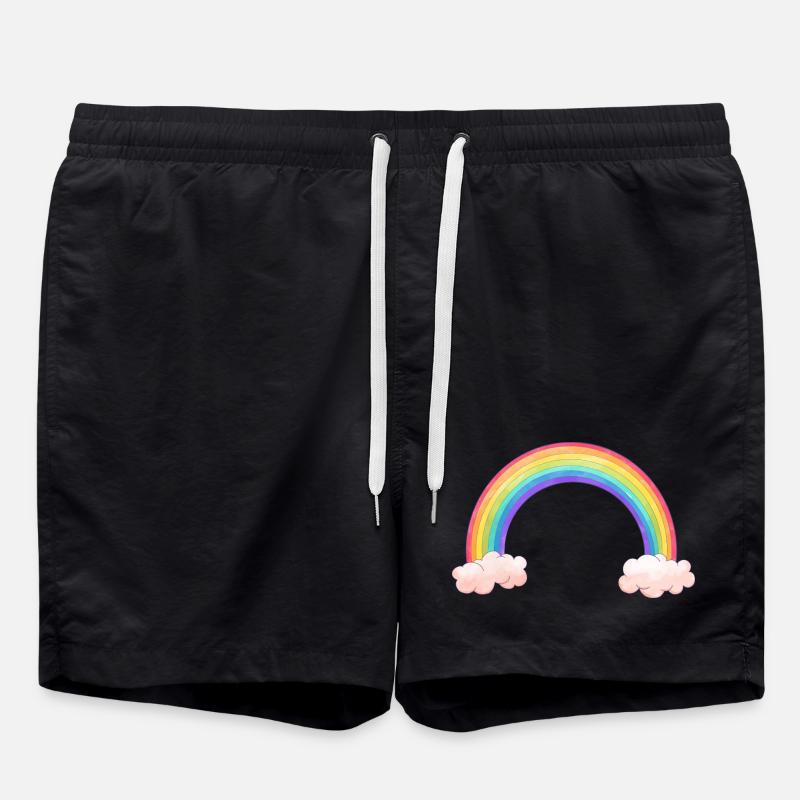 Rainbow bow with clouds - Swim Trunks - black