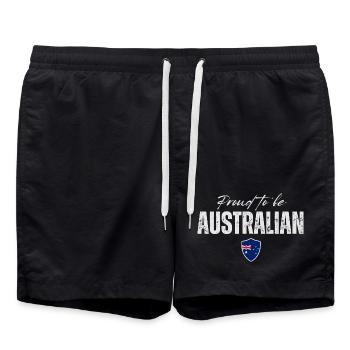 Proud to be Australian, made in Australia - Swim Trunks - black - Front - AI Model Male 185 light (185cm)