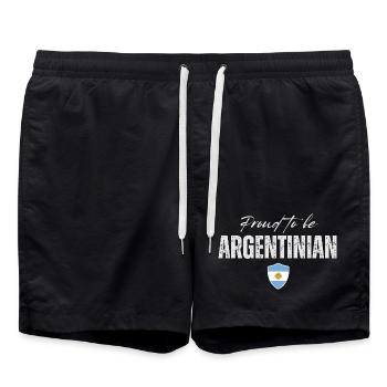 Proud to be Argentine, made in Argentina - Swim Trunks - black - Front - AI Model Male 185 light (185cm)