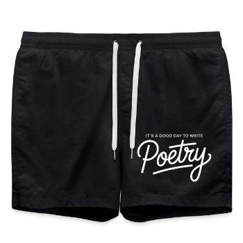 Guten Tag, um Gedichte zu schreiben, Typografie - Badeshorts - Schwarz - Vorne - AI Model Male 185 light (185cm)