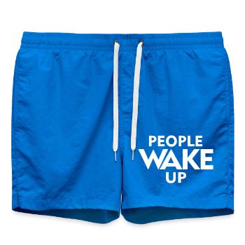 People Wake Up – Wach auf Statement Shirt - Badeshorts - Cobalt blue - Vorne