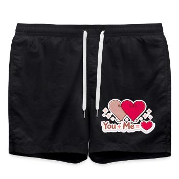 You + Me = Love Shirt – Cute Couple Valentine Tee - Swim Trunks - black - Front - AI Model Male 185 light (185cm)