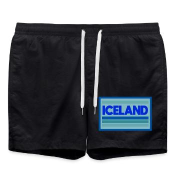 Graphique des bandes bleues islandaises - Short de bain - noir - Devant - AI Model Male 185 light (185cm)