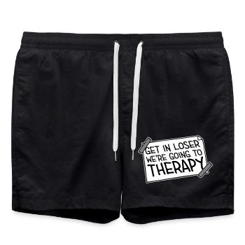 Get In Loser We're Going To Therapy Therapie Logo - Swim Trunks - black - Front - AI Model Male 185 light (185cm)