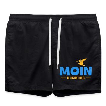North Sea Vacation MOIN HAMBURG Funny - Swim Trunks - black - Front - AI Model Male 185 light (185cm)