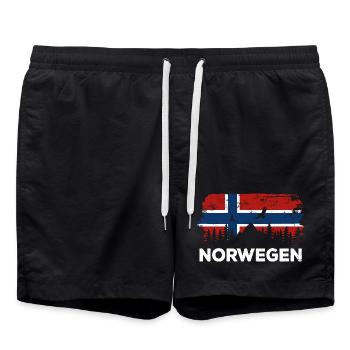 Norway Silhouette - Holiday Nature Flag - Swim Trunks - black - Front - AI Model Male 185 light (185cm)