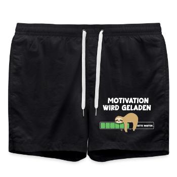 Motivation wird geladen Faultier Faultiermotiv - Badeshorts - Schwarz - Vorne - AI Model Male 185 light (185cm)