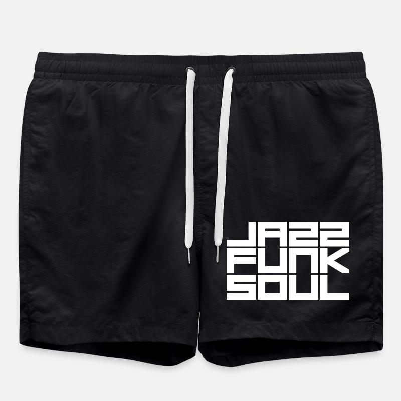 Monochromes Rastergeometrisches Muster - Badeshorts - Schwarz