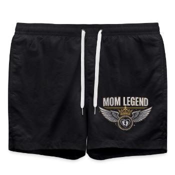 Mom Legend - Heart Crown Wings - Mom - Swim Trunks - black - Front - AI Model Male 185 light (185cm)