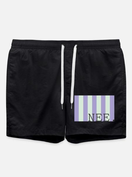 Nee Pastellstreifen Schrift - Badeshorts - Schwarz