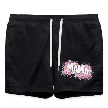 MAMA Fleurs Pastels et Nœuds Roses | Style Chic - Short de bain - noir - Devant - AI Model Male 185 light (185cm)