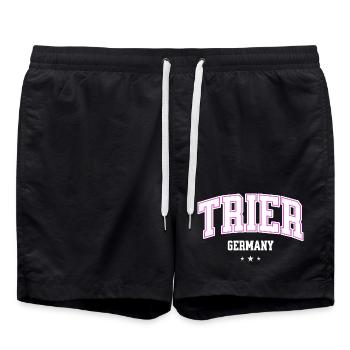 Trier Germany College Schriftzug Statement - Badeshorts - Schwarz - Vorne - AI Model Male 185 light (185cm)