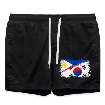 South Korea Flag Philippine Flag Filipino Korean - Swim Trunks - black - Front - AI Model Male 185 light (185cm)