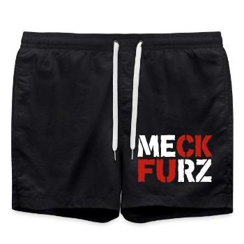Meck Furz | Merz - nicht mein Kanzler - Badeshorts - Schwarz - Vorne - AI Model Male 185 light (185cm)