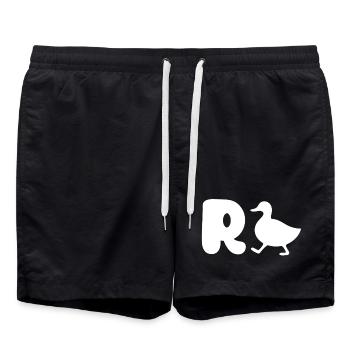 Der Buchstabe R und die Zeichnung einer Ente bilde - Badeshorts - Schwarz - Vorne - AI Model Male 185 light (185cm)