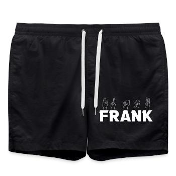 Sign language Frank - Swim Trunks - black - Front - AI Model Male 185 light (185cm)