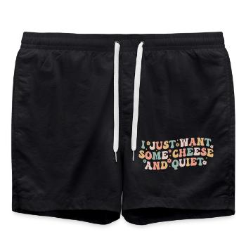 I Just Want Some Cheese and Quiet | Funny Cheezy - Swim Trunks - black - Front - AI Model Male 185 light (185cm)