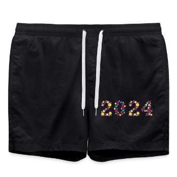 Flowers 2024 - Badeshorts - Schwarz - Vorne - AI Model Male 185 light (185cm)
