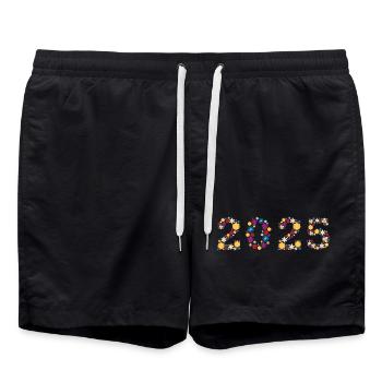 Flowers 2025 - Badeshorts - Schwarz - Vorne - AI Model Male 185 light (185cm)