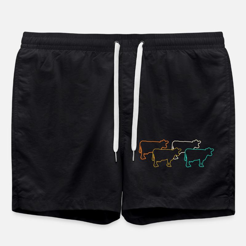 Cow Highland Cattle Cows - Swim Trunks - black