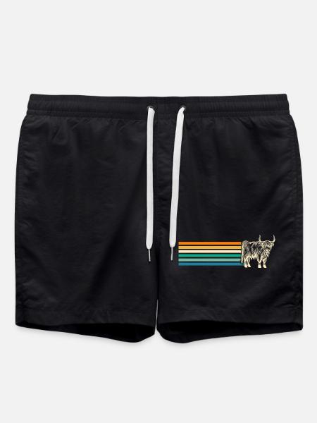 Cow Cattle Highland Cattle - Swim Trunks - black